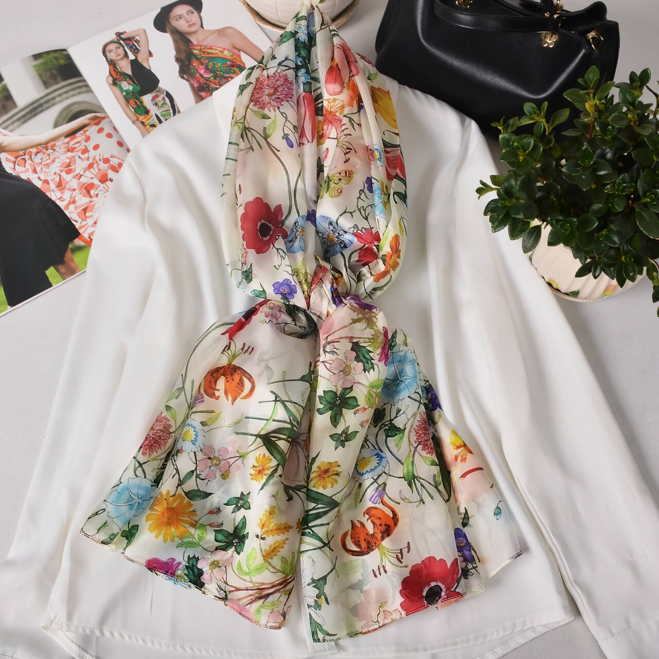 BYSIFA |   Blanc 100% mûrier soie écharpe châle femmes nouveau Design Floral été longue plage châle de luxe dames cou foulards Hijabs