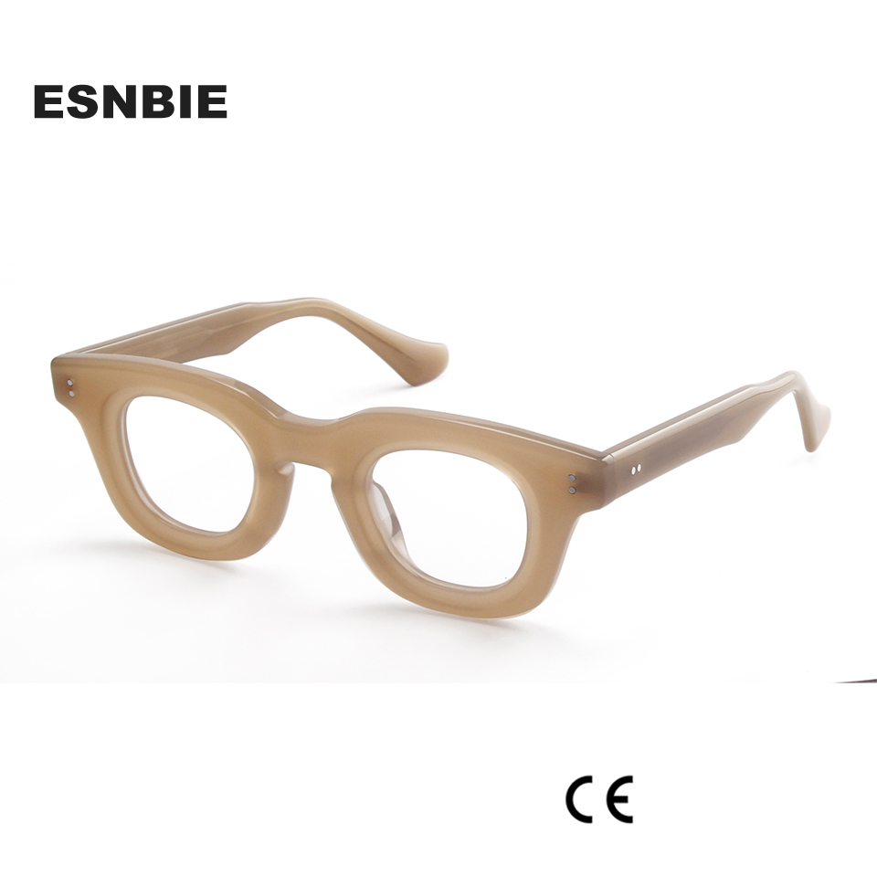 Montures optiques en acétate Transparent scuplé pour hommes et femmes, Design de marque, rétro, rondes, en écaille de tortue, ovales, faites à la main