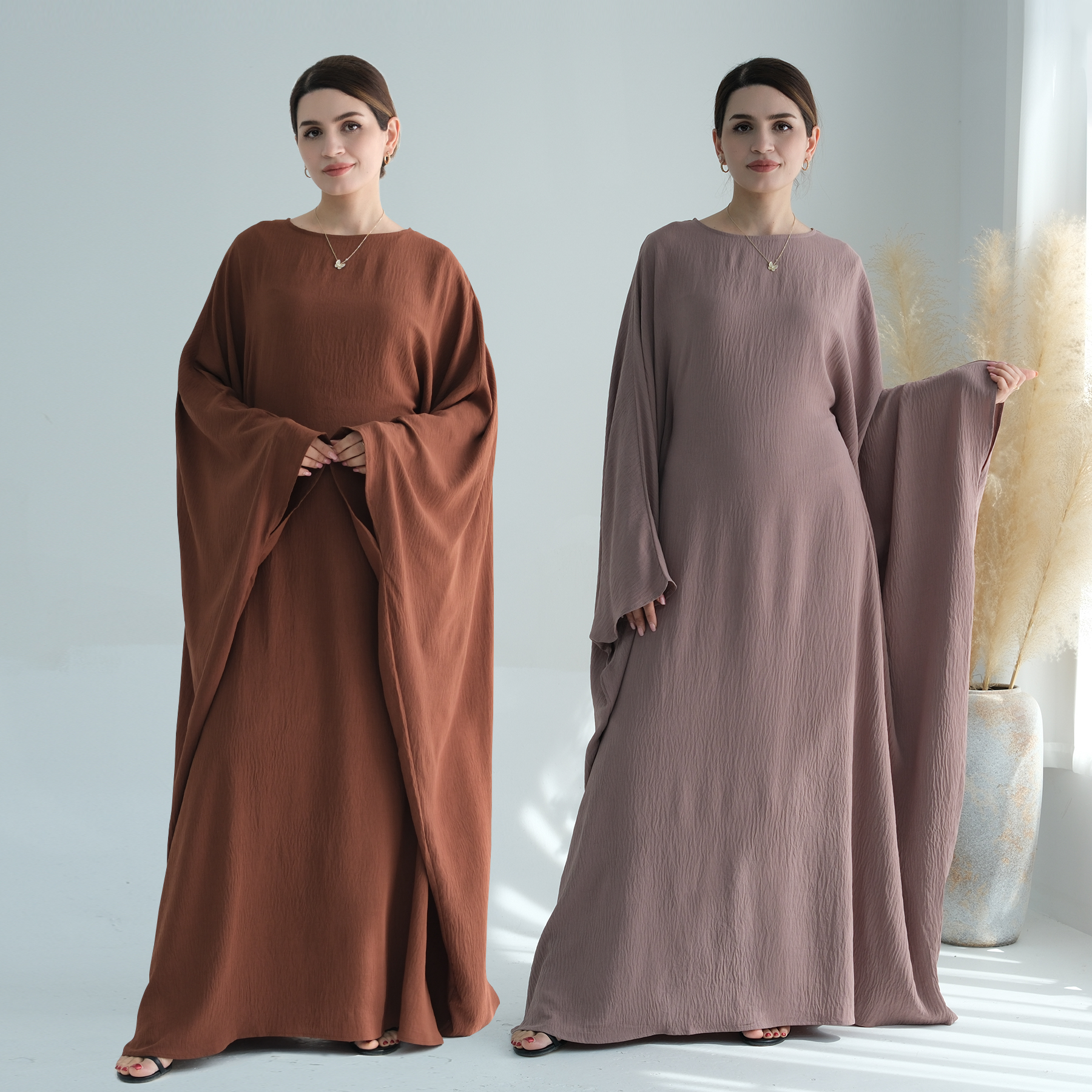 Abaya à manches chauve-souris pour femmes musulmanes, grande taille, dubaï, polyester respirant, modeste, vêtements traditionnels musulmans, nouvelle collection