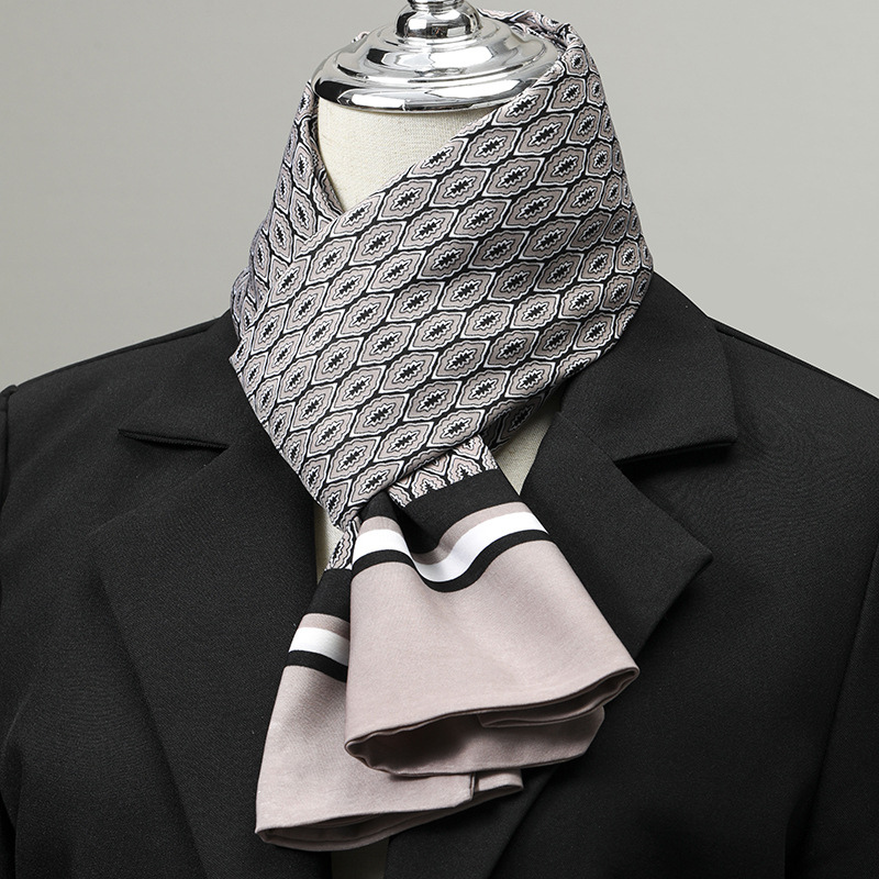 Écharpe pour hommes Imitation soie cou écharpe petit costume carré col de chemise costume cou affaires mince écharpe