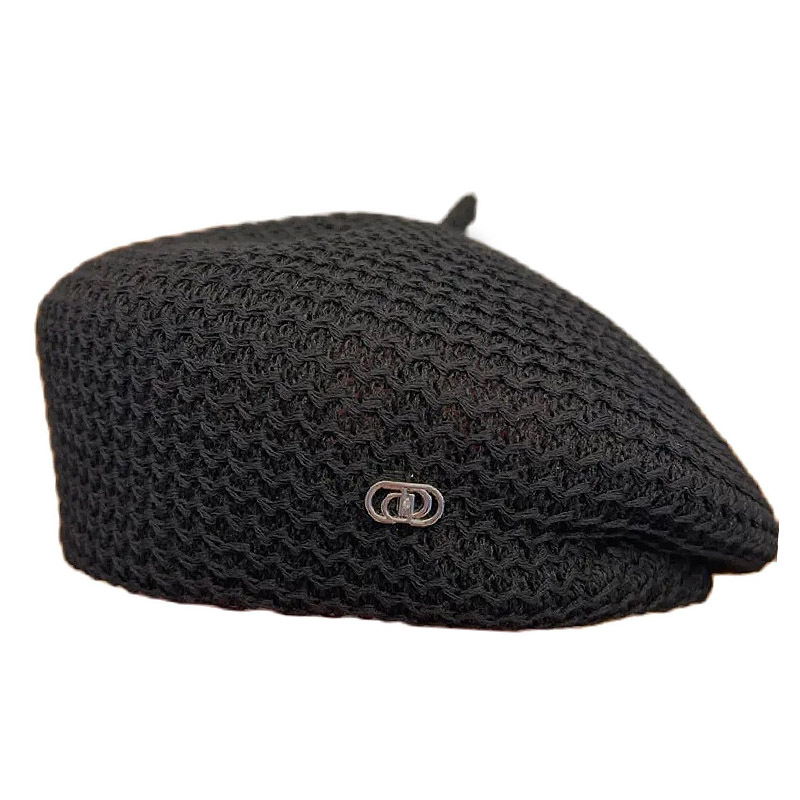 Béret en Crochet pour femmes, chapeau de soleil doux et souple, béret Chic découpé, bonnet en tricot, béret de peintre français