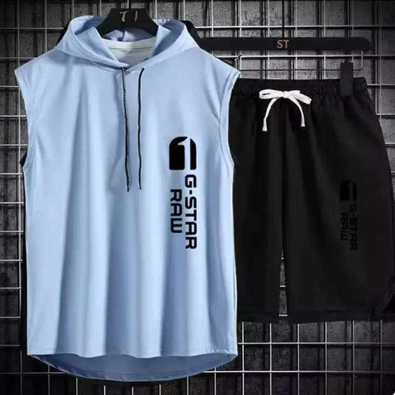 Ensemble de survêtement pour homme, vêtements de sport d'été, t-shirt et short deux pièces, survêtement de marque, jogging, tenue de sport pour homme, vêtements de fitness, vêtements d'exercice