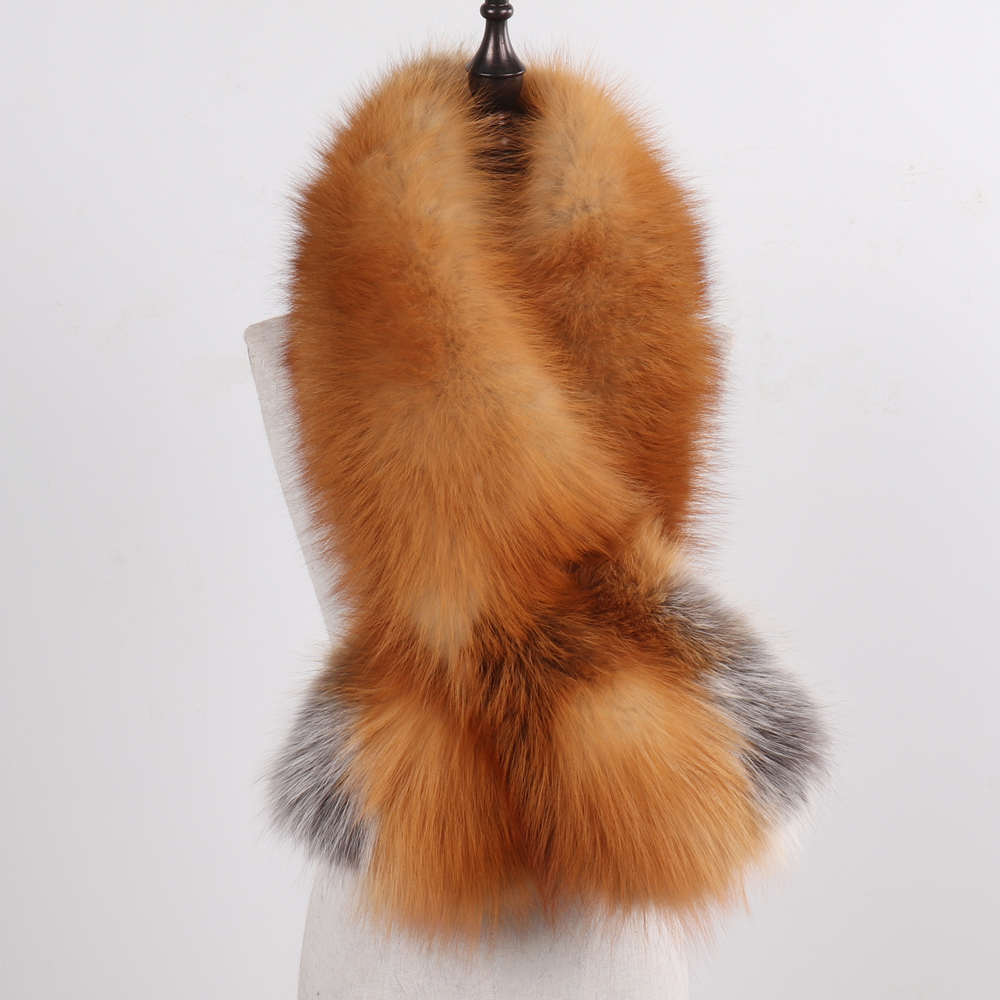 Nouveau hiver dame naturel luxe réel fourrure de renard écharpe châle pleine peau chaud doux 100% véritable fourrure de renard foulards femmes vraie fourrure silencieux