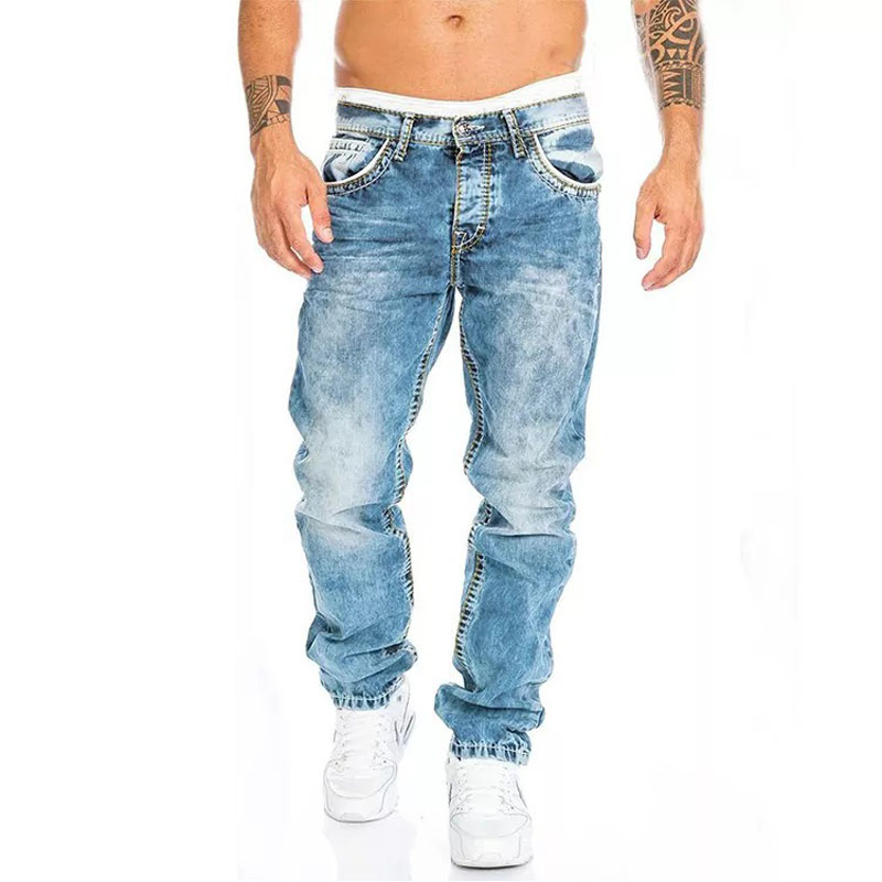 Hommes Jeans marques droite Stretch mince Jean Homme pantalons Hombre pantalons décontractés Denim pantalon Baggy Jean noir bleu