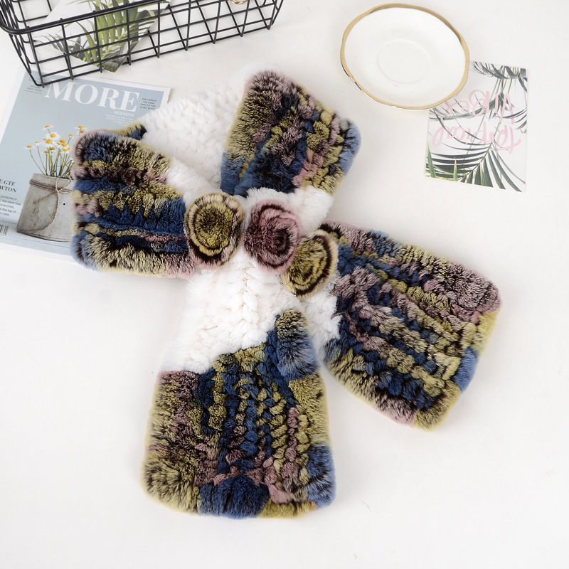 Écharpes en fourrure de lapin Rex véritable pour femme, collection mode 2026 – Écharpe et cache-oreilles chauds et doux en fourrure de lapin Rex naturelle pour l'hiver