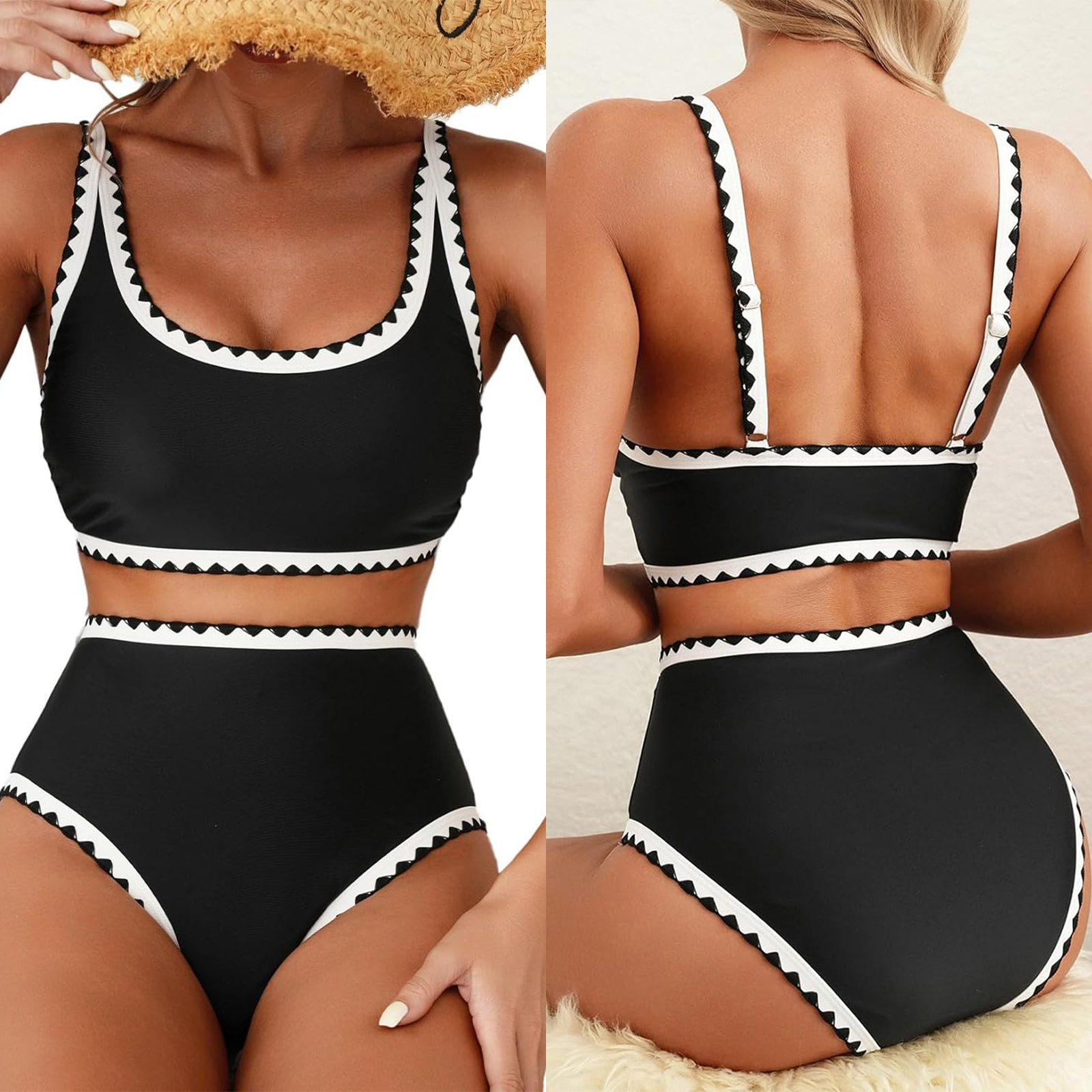 Maillot de bain 2 pièces Vintage pour femmes, imprimé Floral, col en U, soutien-gorge et slip taille haute, ensemble pour l'été, vêtements de plage