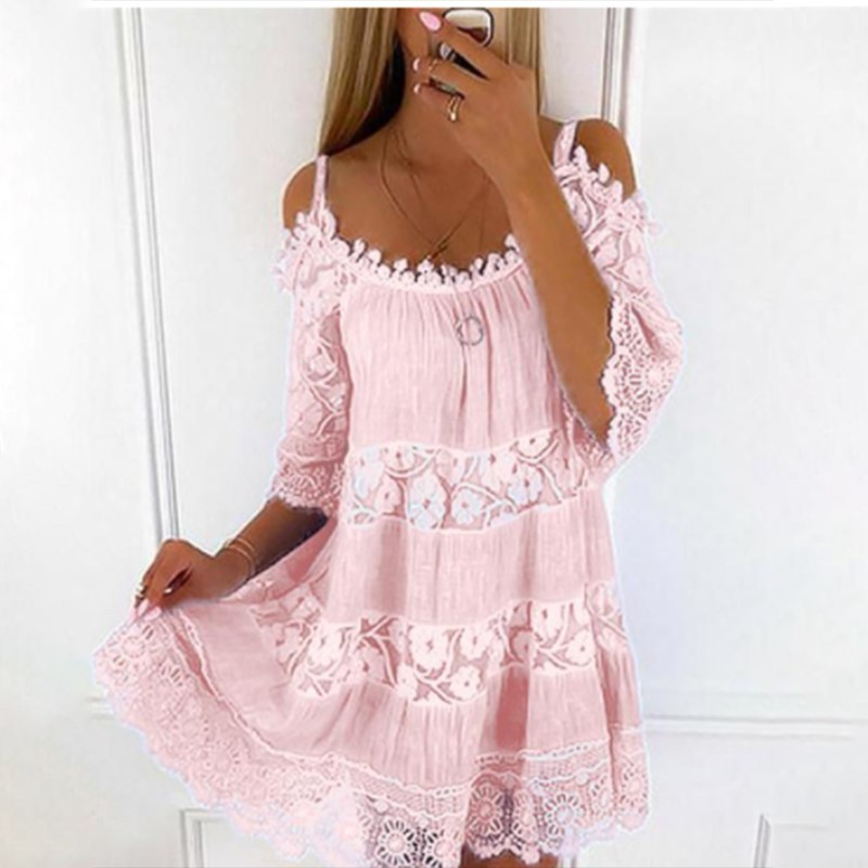 Robe de plage en dentelle blanche pour femmes, décontractée, vintage, à panneaux, sexy, éducative