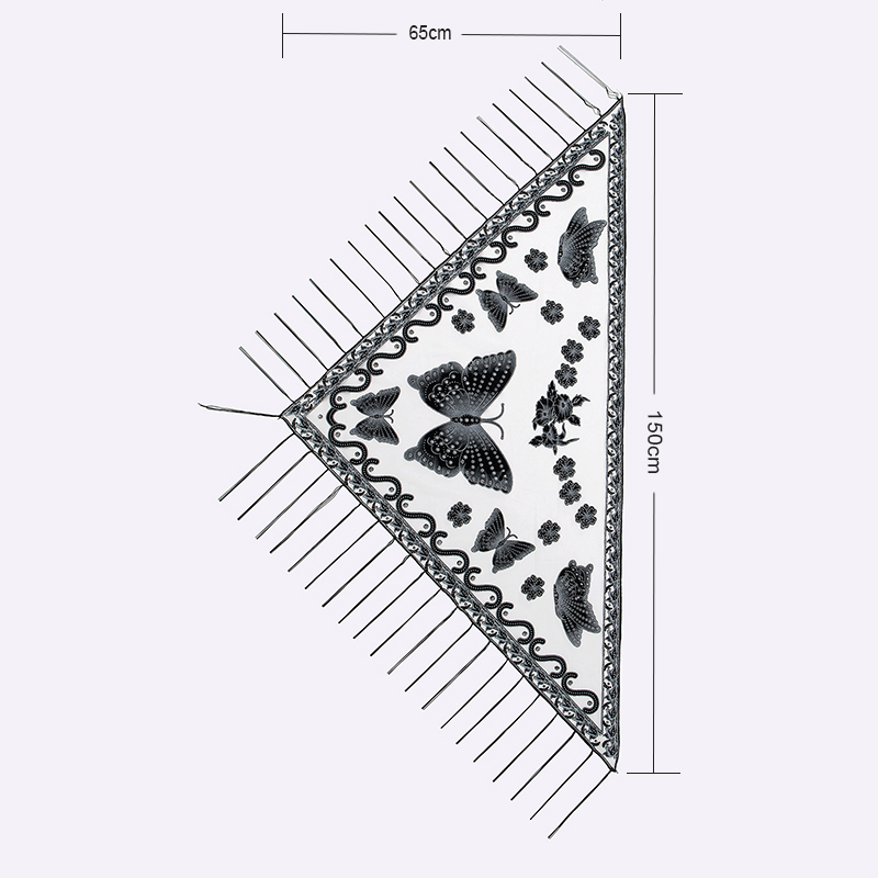 Écharpe en dentelle papillon imprimée pour dames, châle à pampilles triangulaires, écharpes brillantes pour documents solides, cape de mode élégante, été, 150x65cm
