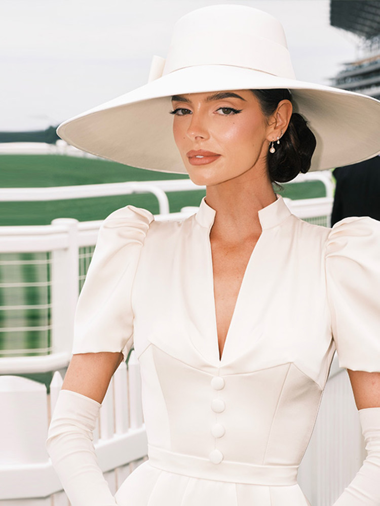 Robe longue élégante en satin pour femmes, manches courtes bouffantes, col en V, décorations de boutons, taille haute, plissée, robe de soirée pour invitées de mariage 2026