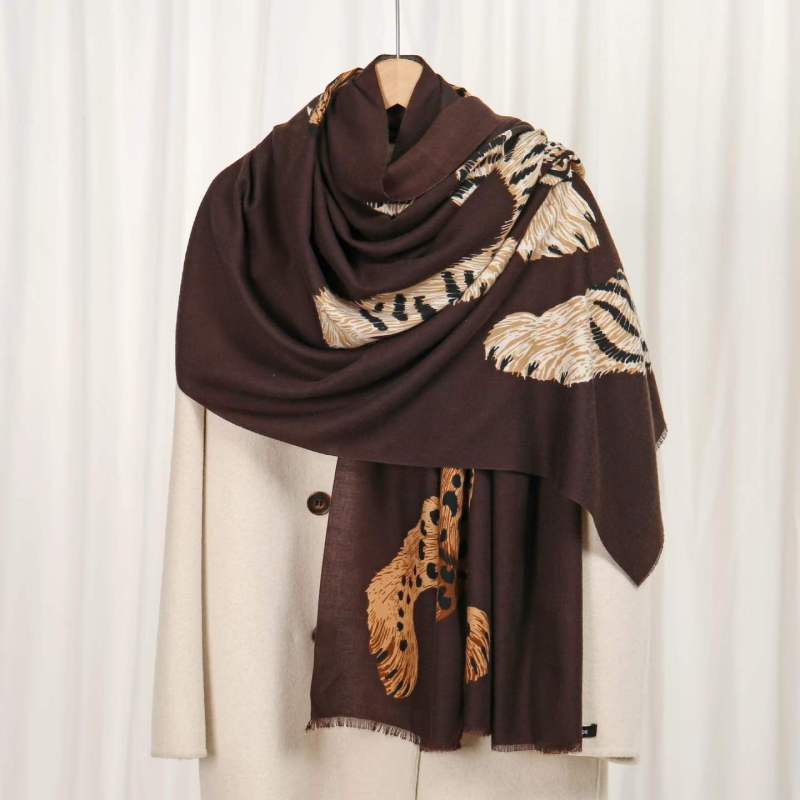 Écharpe de luxe pour femme, imprimé léopard et tigre, châle doux, écharpe vintage à motif animal, écharpes de cou surdimensionnées et respirantes pour tenue quotidienne
