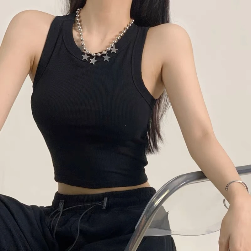 Débardeur de sport pour femmes, avec coussinet de soutien-gorge, haut court décontracté, dos nu, Camisole de course en tricot pour femmes, Streetwear Y2K, nouvelle collection
