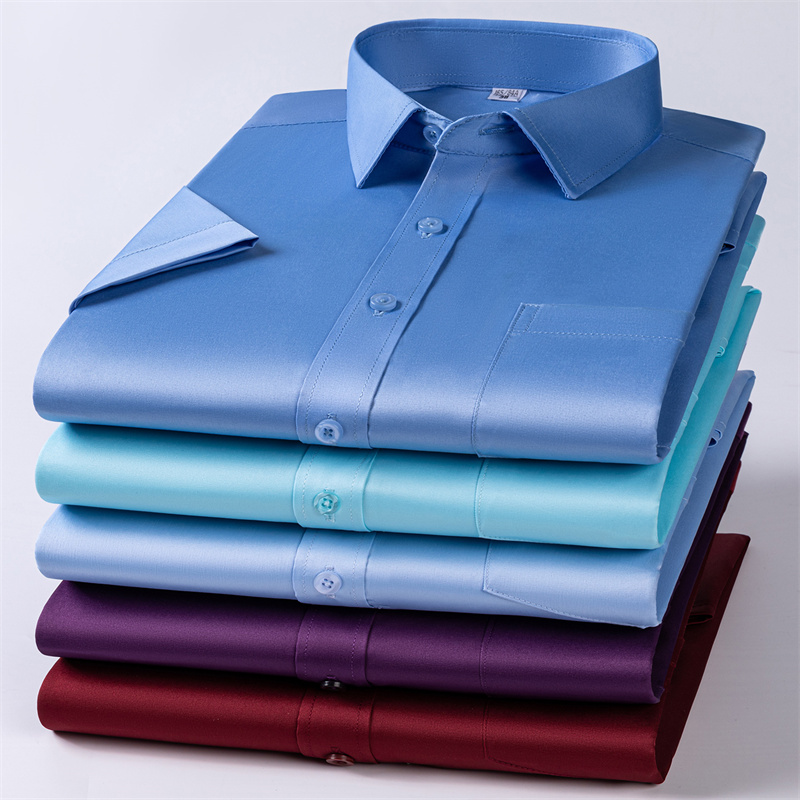 Nouvelles chemises pour hommes à manches courtes, chemises habillées pour hommes, coupe slim, chemise sociale, chemisier de bureau, chemise blanche avec poche, vêtements pour hommes, tailles S-7XL