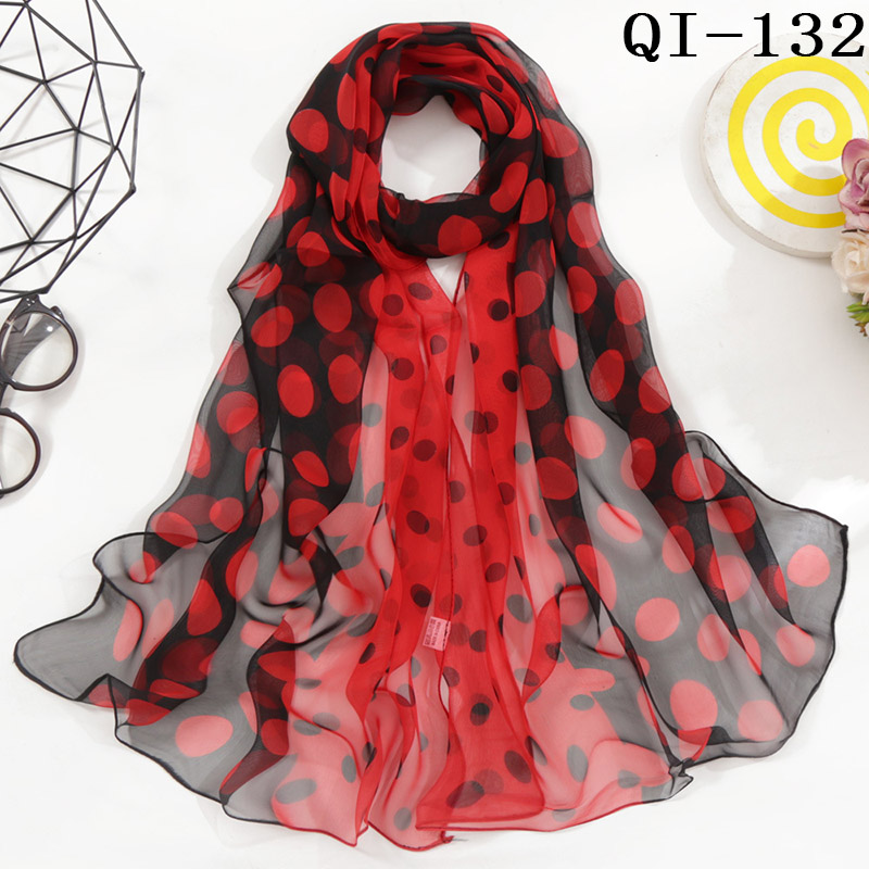 Foulard Bandana à Pois en Mousseline de Soie pour Femme, Châle Long, Turban Élégant, Complément de Protection Solaire, Écharpe de Tendance, Accessoire pour Été