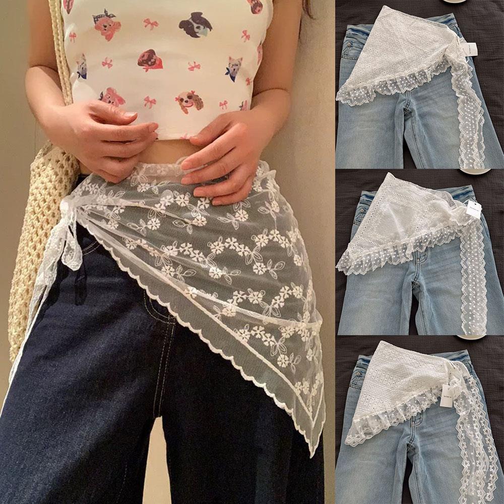 Été dentelle Triangle foulard rétro dentelle garniture écharpe femmes brodé dentelle cou écharpe dentelle ceinture accessoires doux bandeau