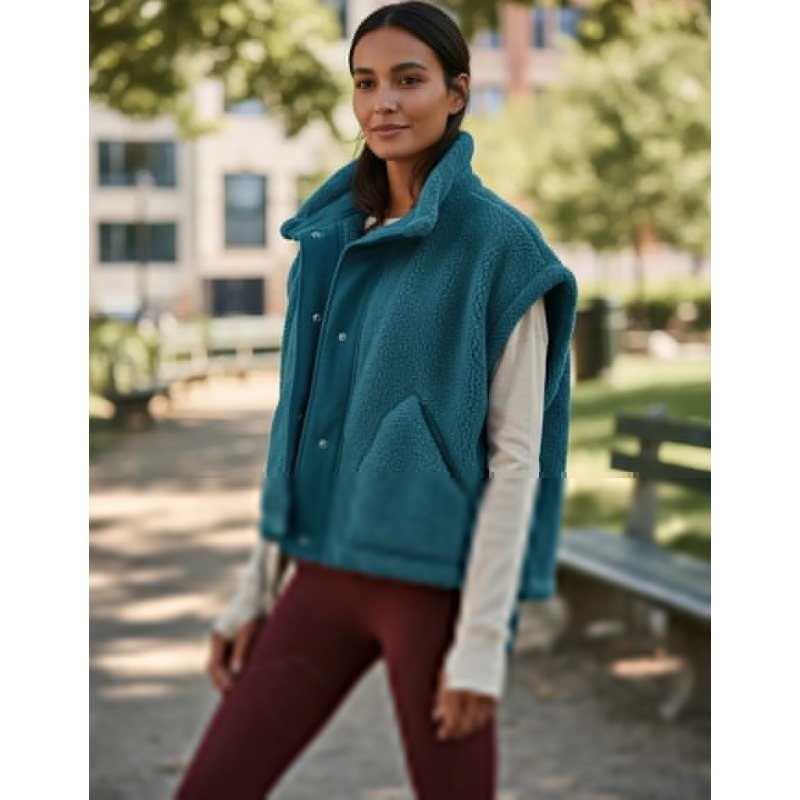 Gilet en polaire pour femme, veste sans manches surdimensionnée en sherpa