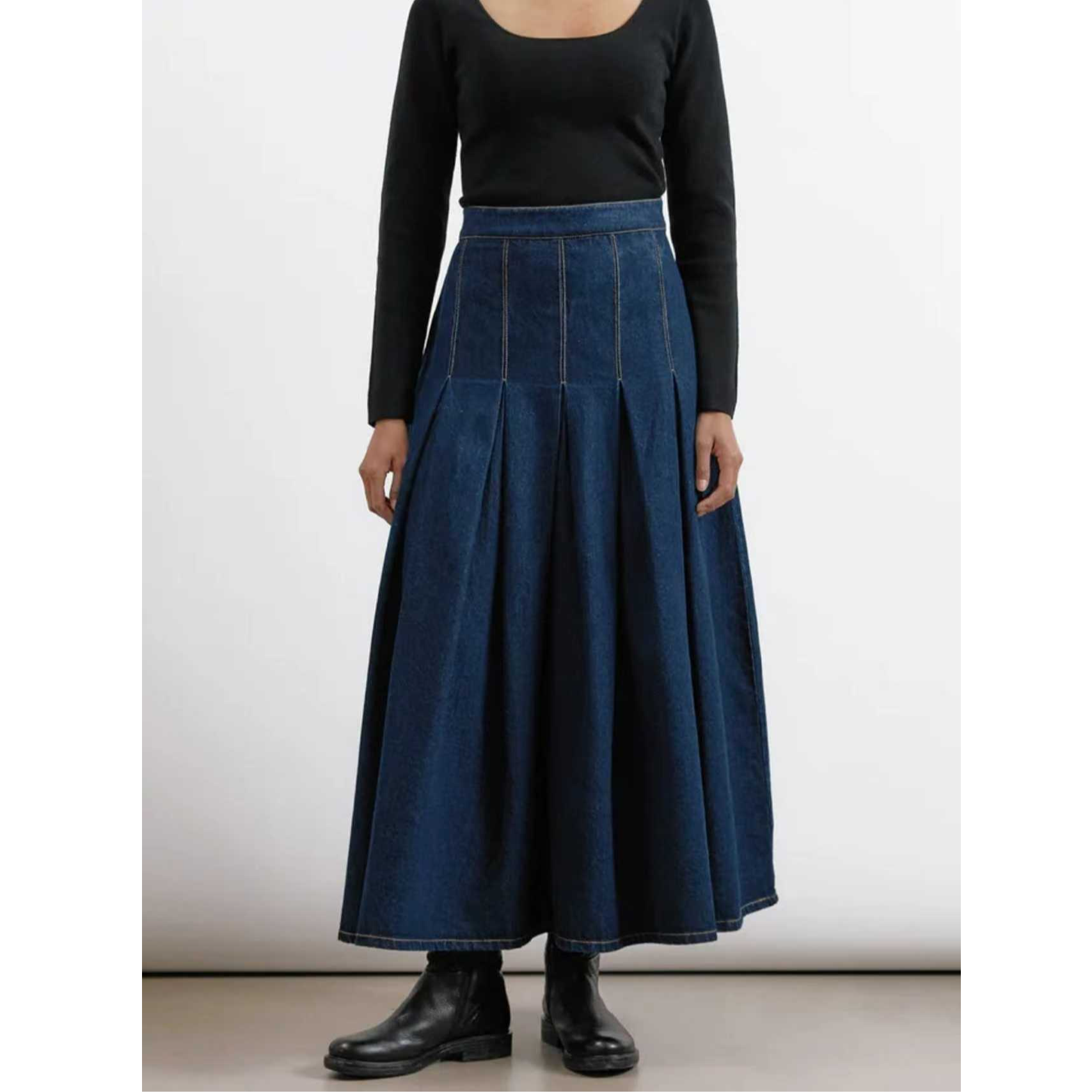 Jupe en jean plissée taille haute pour femmes grandes tailles, élégante, en denim délavé, avec fermeture éclair, pour femmes grandes tailles