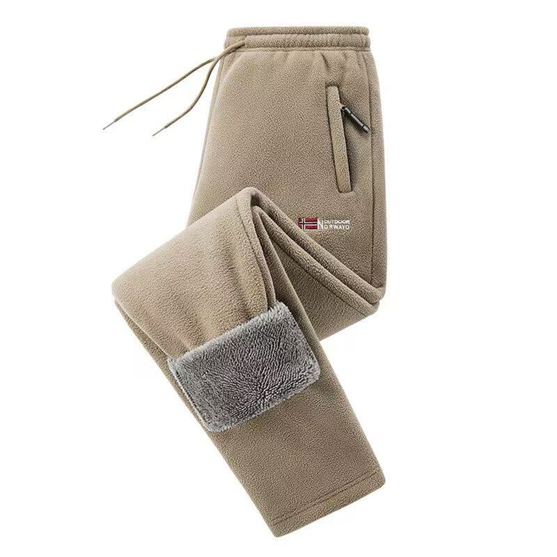 Hommes polaire épaississement pantalons décontractés Winte coupe-vent garder au chaud confort solide pantalon droit nouvelle mode polyvalent pantalons de survêtement hommes