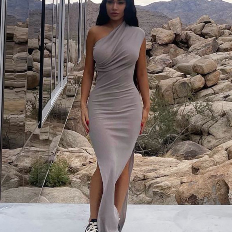 Robe longue fendue dos nu pour femmes, tenue d'été Y2K, sans bretelles, moulante, élégante, Sexy, pour fête d'anniversaire, sans manches