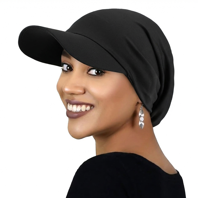 Chapeau de soleil pour femme musulmane avec visière intégrée, turban tendance décontracté, casquette de baseball islamique