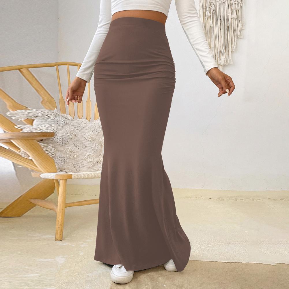 Femmes Maxi jupe couleur unie taille haute tricoté femmes queue de poisson jupe longue jupe printemps automne élégant froncé Design jupes