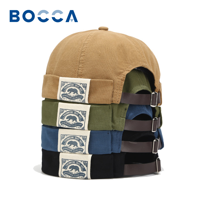 Bocca Docker Cap pour hommes et femmes, Skullcap Beanie, Brimless Hat, Solid Document Cotton, Respirant, Bonnet réglable, Hip Hop Fashion Cap