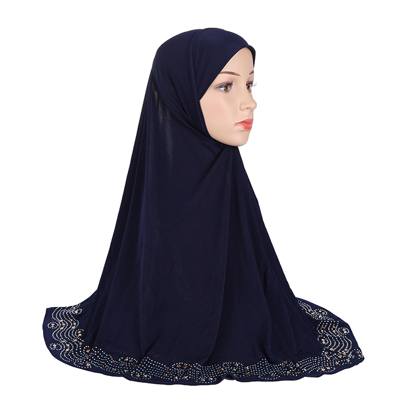 H001 Adultes grande taille musulman hijab écharpe avec strass islamique foulard chapeaux armia tirer sur bandeau ramadan cadeau