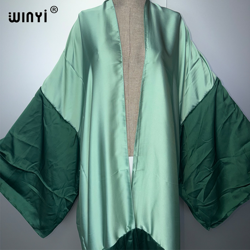 WINYI Kimono africain pour femme, tenue de plage, paréo de maillot de bain, cardigan bohème, robe kaftan ouverte sur le devant pour les vacances, cache-maillot tendance