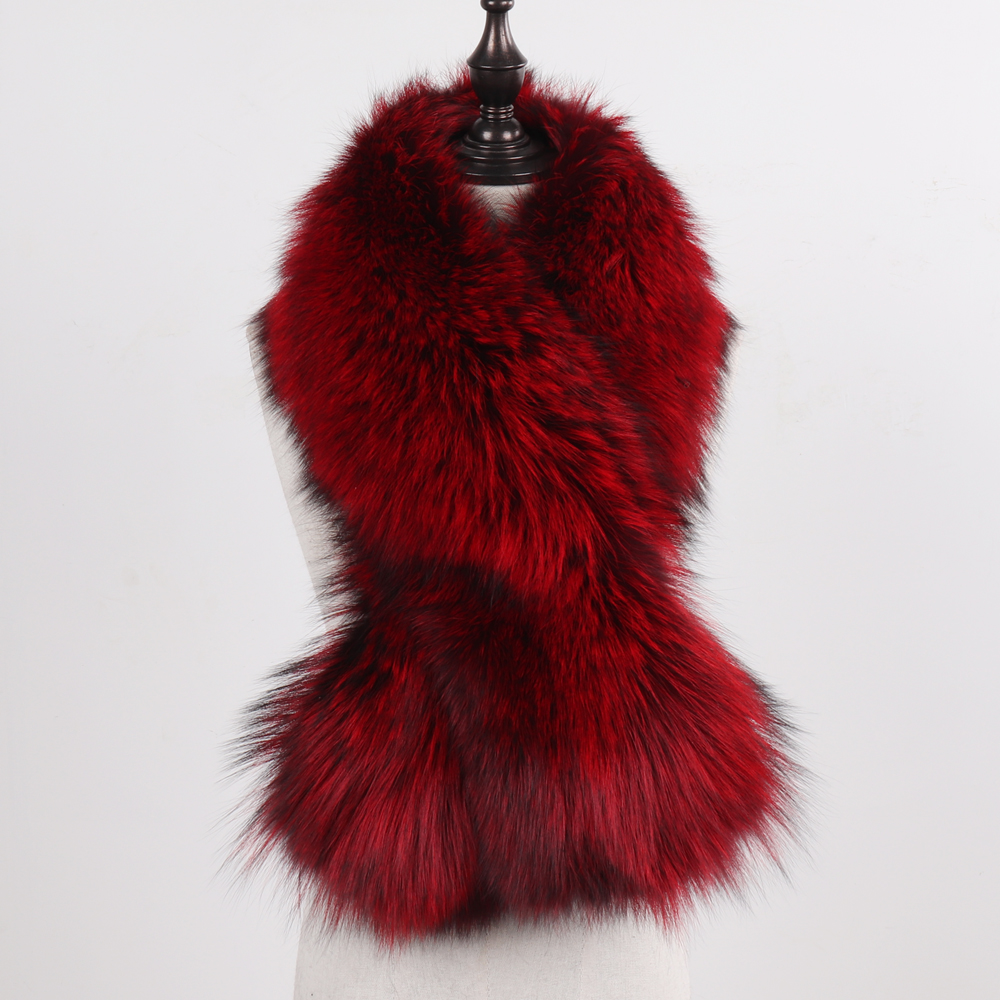 Nouveau hiver dame naturel luxe réel fourrure de renard écharpe châle pleine peau chaud doux 100% véritable fourrure de renard foulards femmes vraie fourrure silencieux