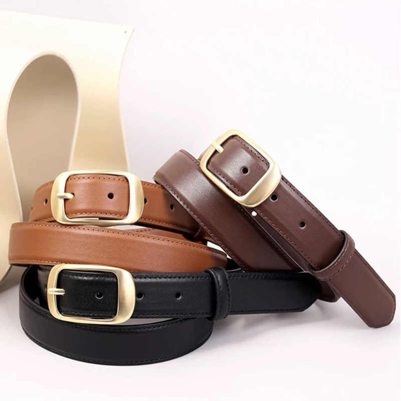 Nouvelle ceinture en cuir pour femmes, ceinture noire à boucle ardillon pour jeans, ceinture fine vintage pour jeans et robes, tenues de tous les jours
