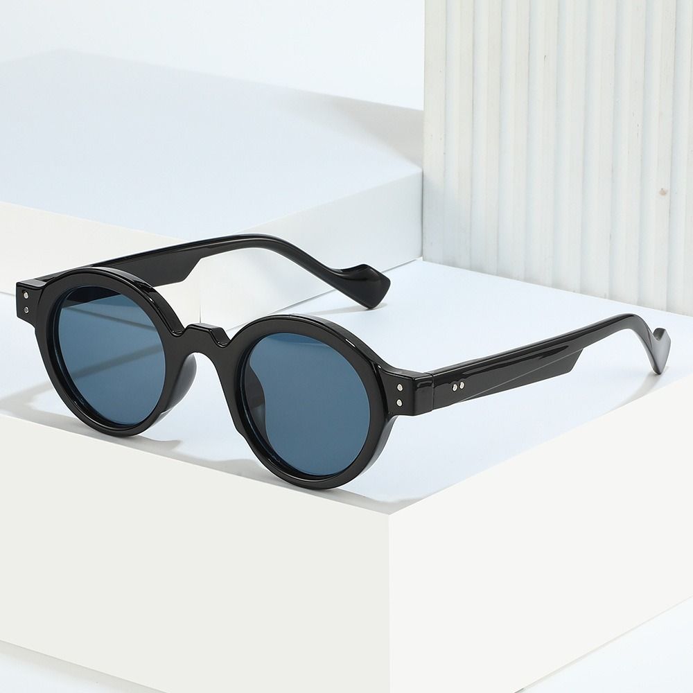 Lunettes de soleil rondes pour hommes et femmes, Punk, Double couleur, UV400, Rivets rétro, décoration, tendance, monture de lentille transparente