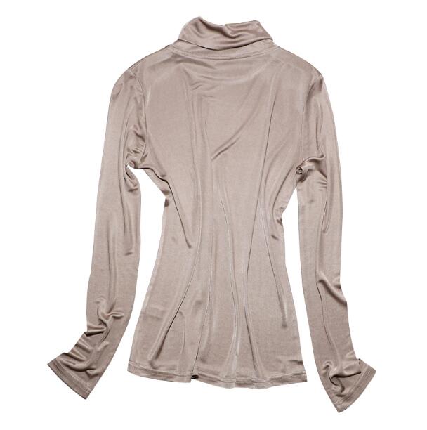 T-shirts basiques à col roulé en soie pour femmes, chemise en soie élastique TB1158