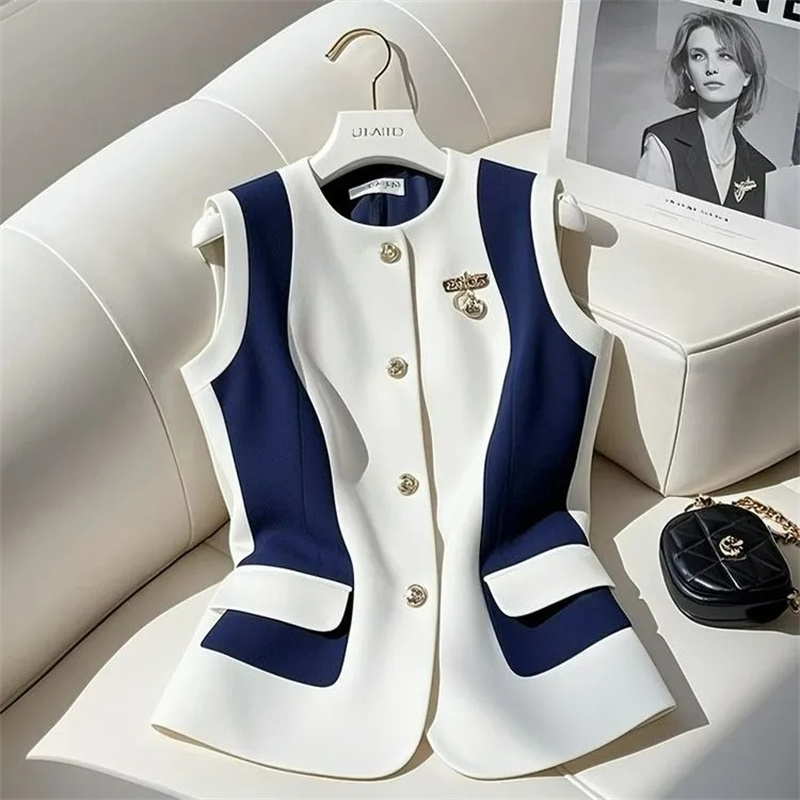 Gilet de Costume Femme 2026 Nouvelle Collection Printemps-Automne Haut Sans Manches Haut de Gamme Taille Cintrée Élégant Manteau Sans Manches pour Femme
