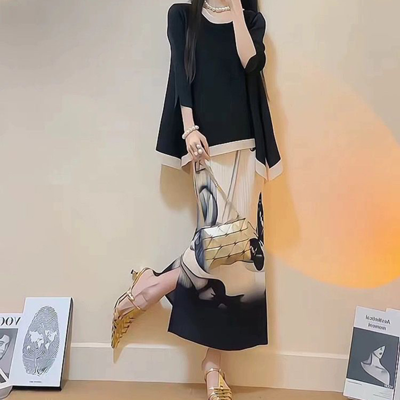 Robe imprimée à l'encre noire de luxe Joker, jupe deux pièces, costume avancé, mode et loisirs, été, nouveau