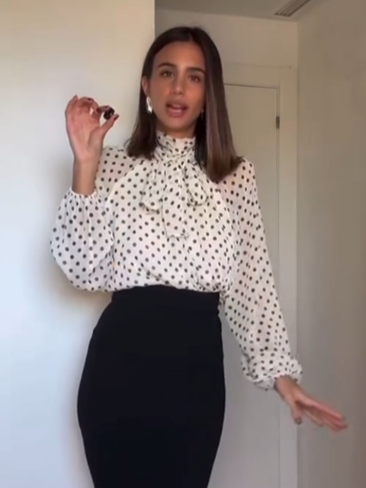 Chemisier à manches longues à col foulard polyvalent à pois, nouvelle collection printemps pour femme, style décontracté chic