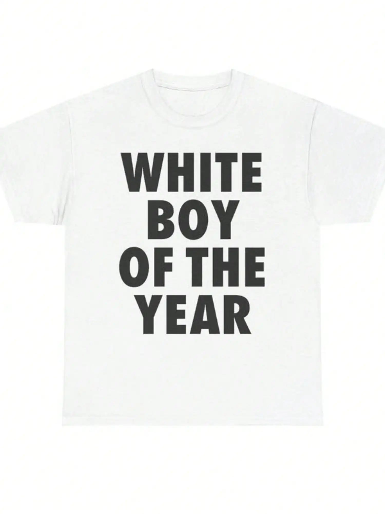 Blanc garçon de l'année t-shirts coton imprimé à manches courtes T-shirt rétro décontracté Streetwear Vintage T-shirt mode haut ample unisexe