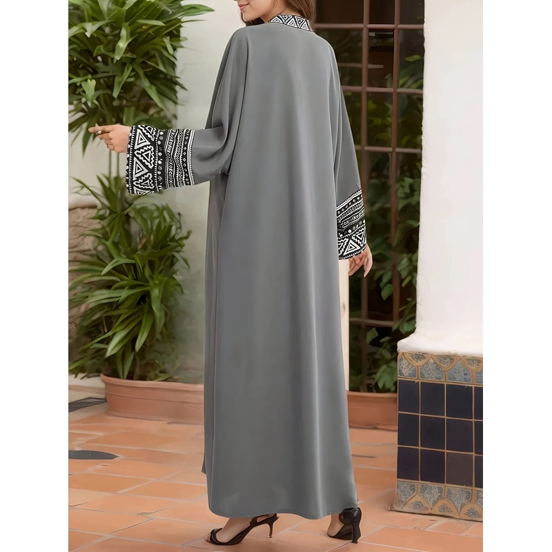 Robe longue décontractée et élégante pour femmes, couleur unie, avec détails en franges, style robe musulmane du Moyen-Orient