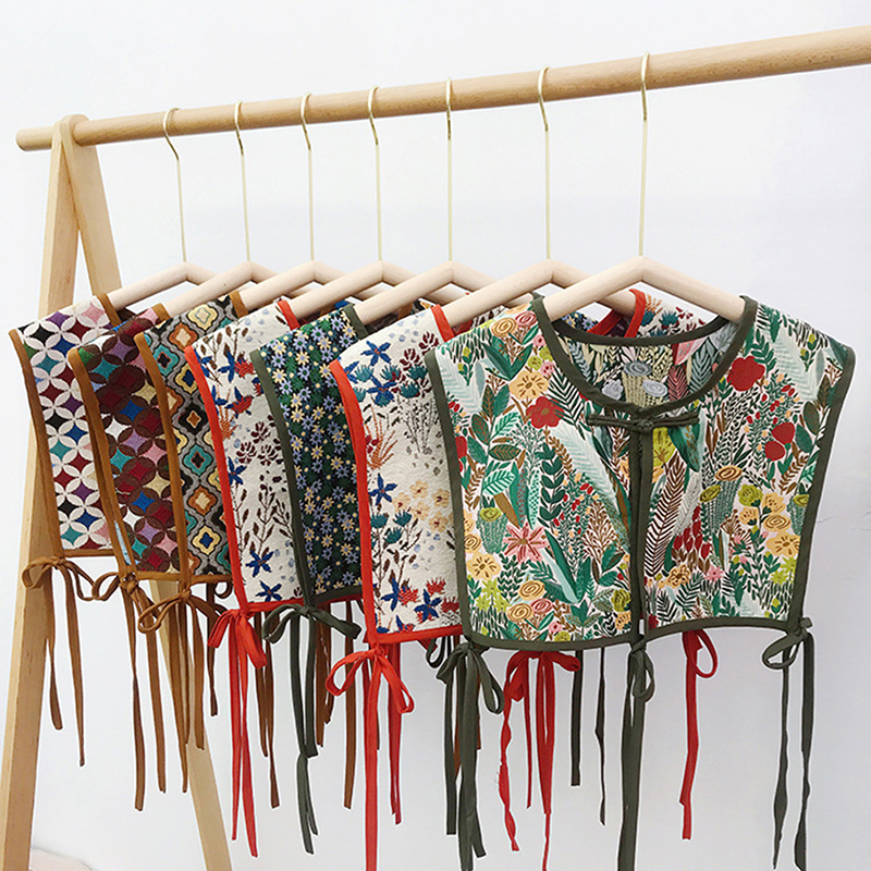 Écharpe d'épaule brodée pour femmes, châle enveloppant, chemise florale, faux col décoratif