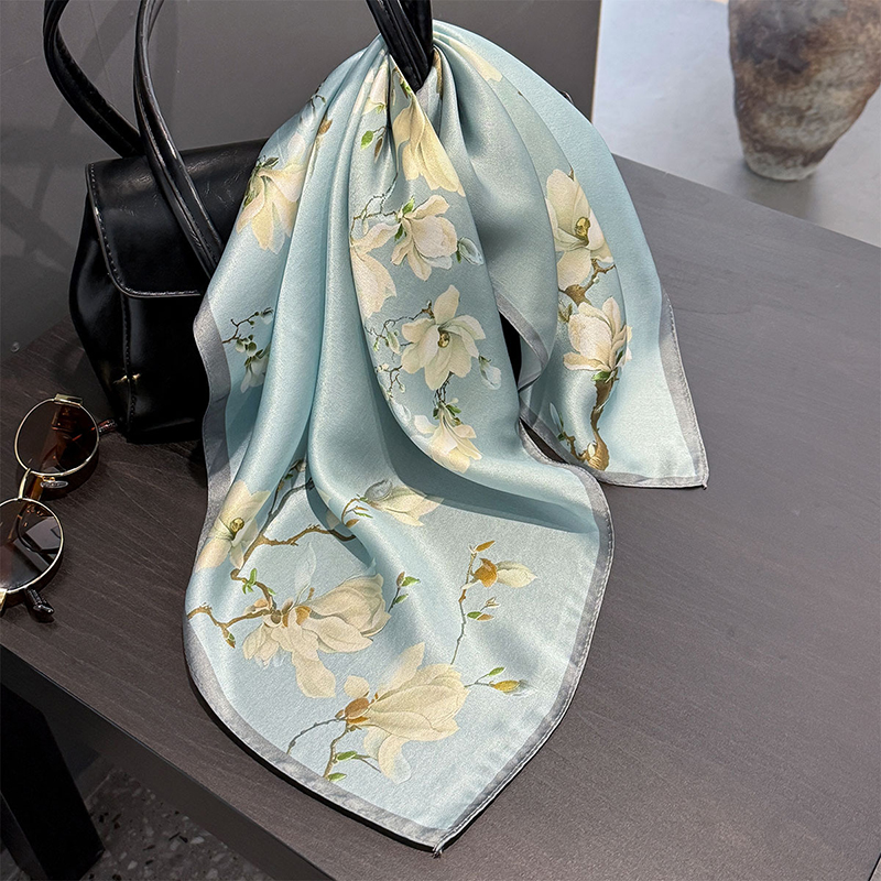100% foulard carré en soie pour femmes véritable mûrier soie Hijab foulards dame mode luxe bandeau châle enveloppement foulard Bandana
