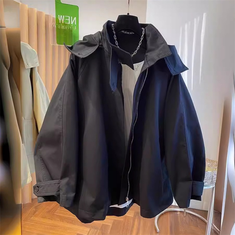 Nouvelle Trench-Coat Femme Automne Tendance avec Doublure Décontractée Polyvalente Ample Manches Longues Courte Coupe-Vent Manteau d'Extérieur Femme