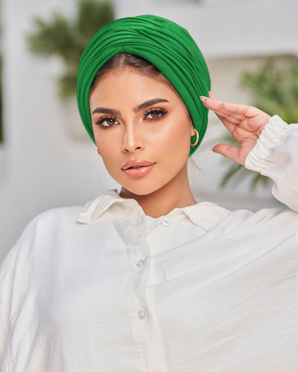Foulard fileté de couleur unie, conception enveloppée d'une haute élasticité, adapté à diverses circonférences de tête