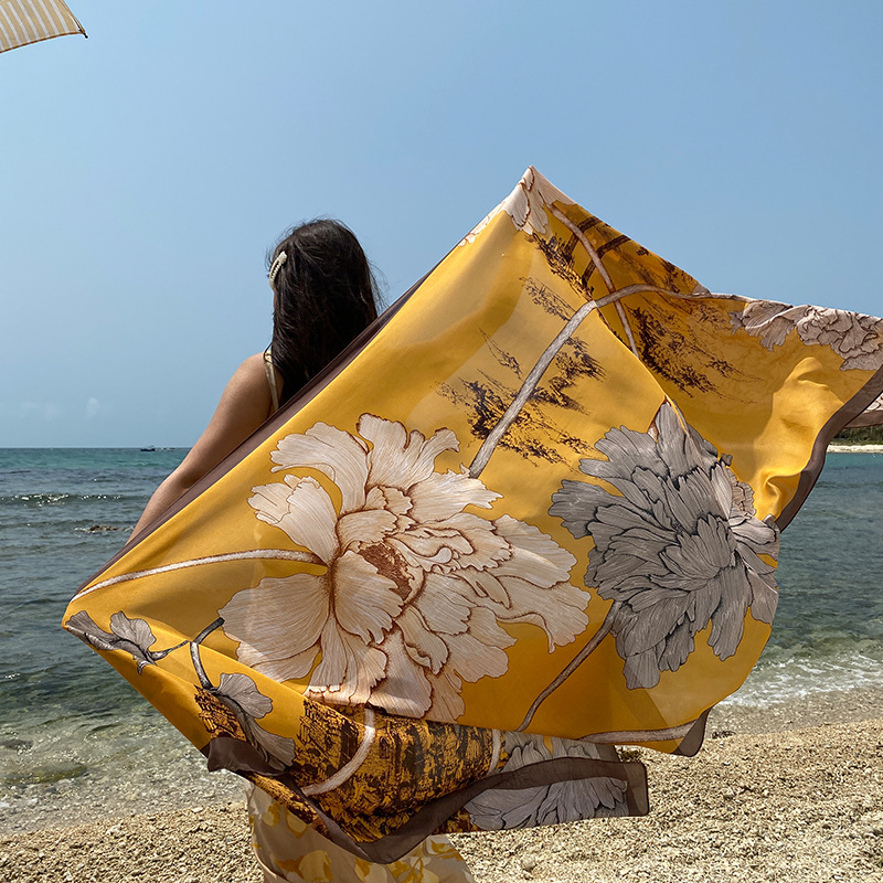 Écharpe de protection solaire pour femme, robe de plage, Industries ong, bikini, couverture ronde, châle doux, grande taille, été