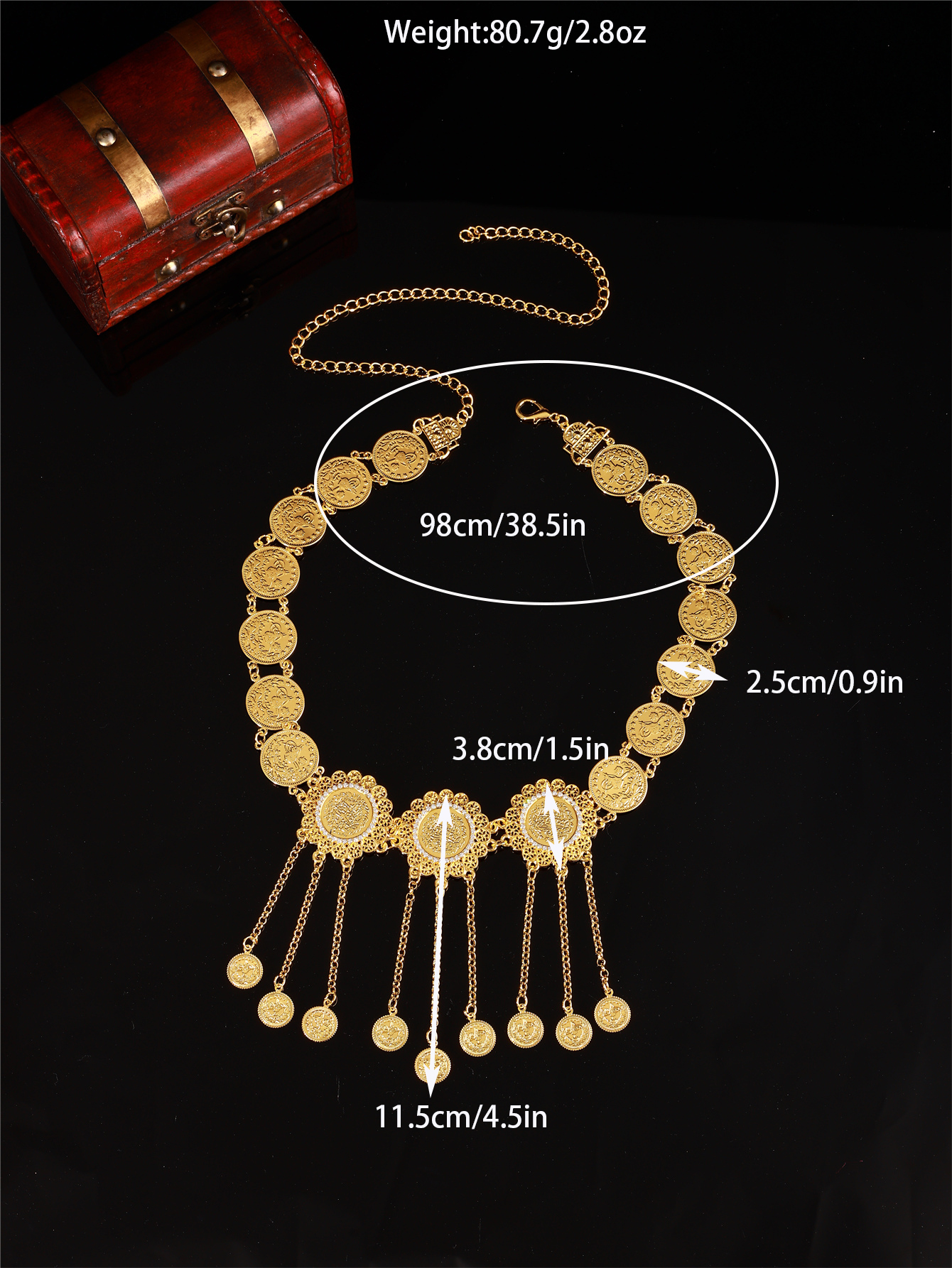 1 pièce de ceinture pour femme arabe, conception de pièce de monnaie turque, incrustée de strass, chaîne de taille pour bijoux de Banquet de Festival pour dame