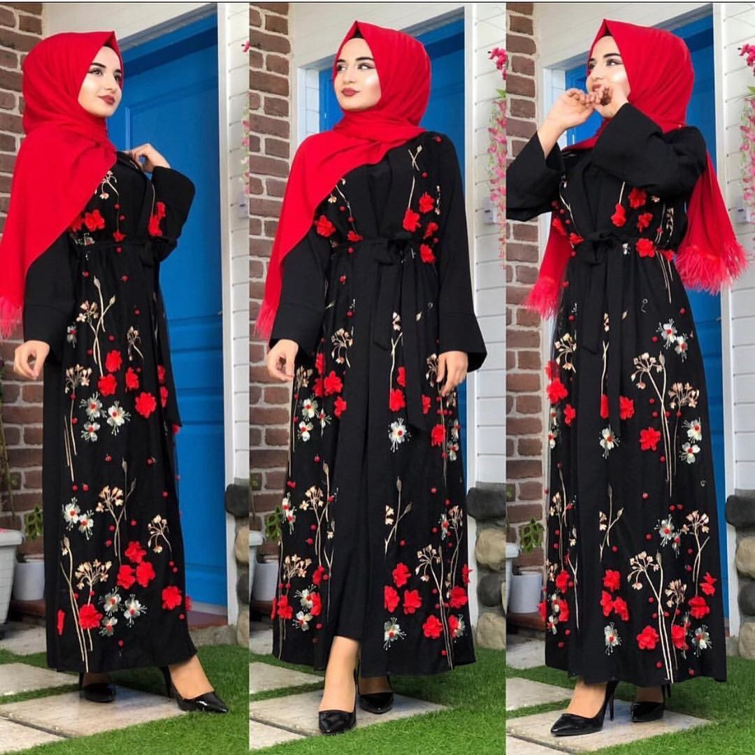 Abayas à fleurs pour femmes, robe musulmane du Ramadan, vêtements islamiques, Djellaba Eid Mubarak, Abaya ouverte de Dubaï, Kaftan de Turquie, Jalabiya