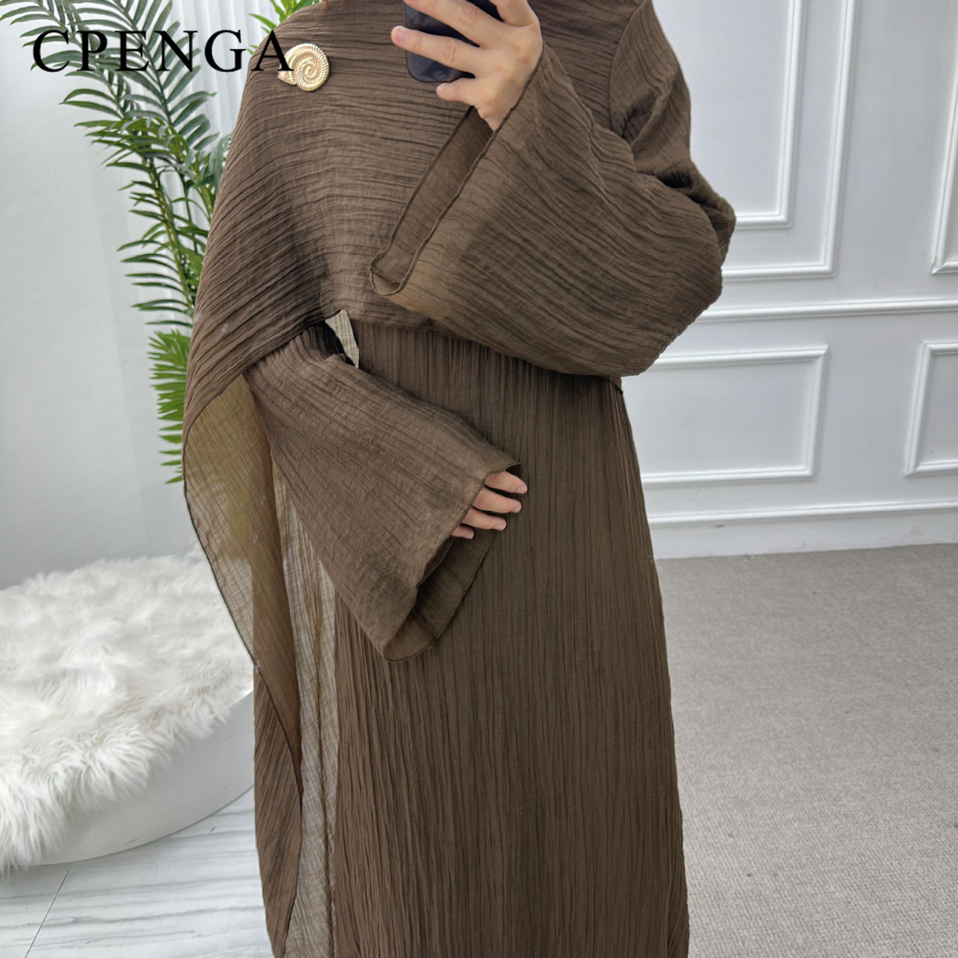 Ensemble deux pièces Cardigan musulman du moyen-orient pour femmes, Robe Abaya modeste pour Ramadan Eid dubaï, tenue élégante, couleur unie, turque