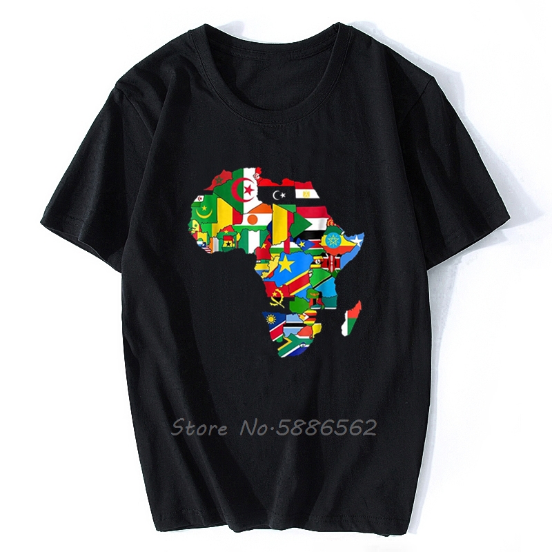 T-Shirt carte d'afrique drapeau de pays africain Collage T-Shirt mode court créatif imprimé hommes T-Shirt personnaliser t-shirts