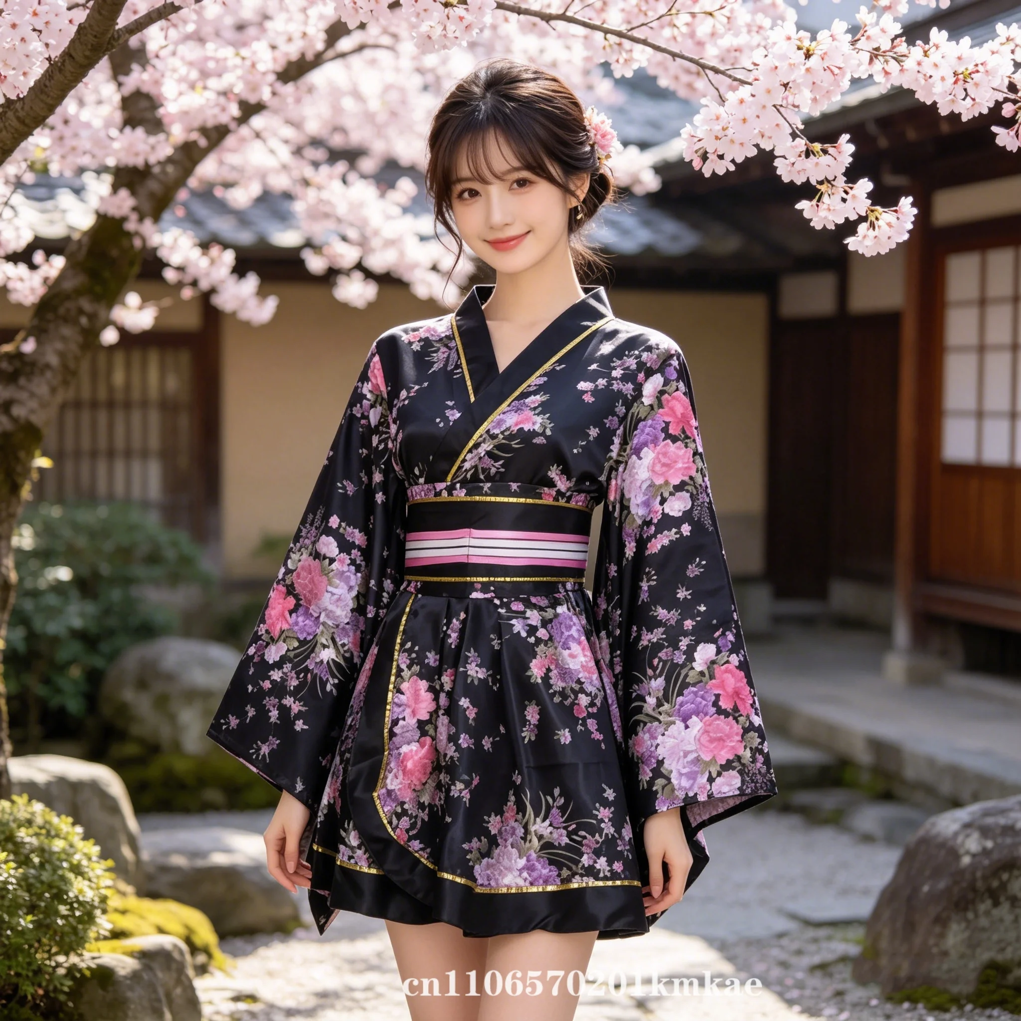 Nouveau Kimono court pour femme, style japonais, imprimé, Yukata amélioré, costume de scène, cosplay