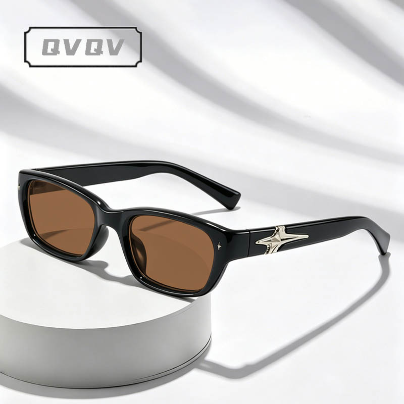 Lunettes de soleil carrées style coréen Y2K étoiles pour femmes et hommes, marque de luxe, style punk hip-hop, pour voyage, sports de plein air