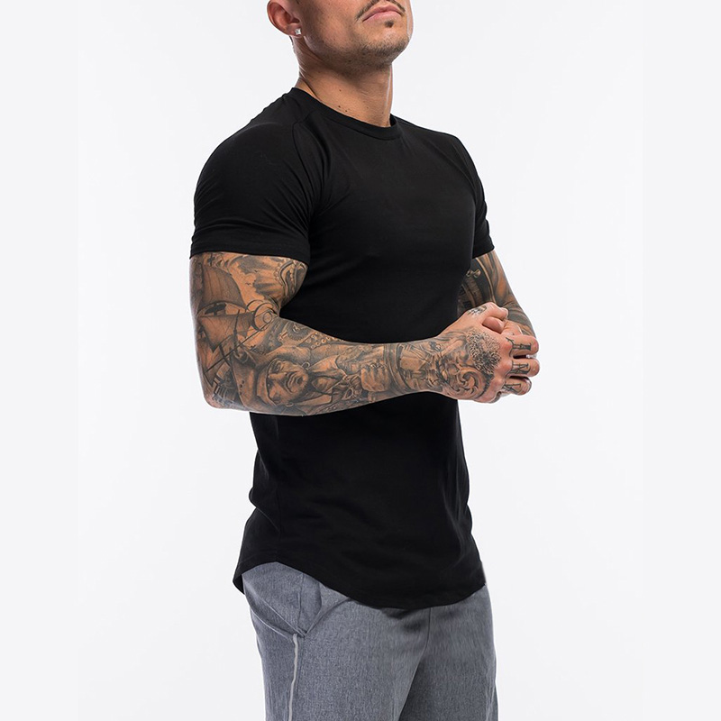 T-shirt uni à manches courtes pour homme, vêtement en coton, respirant, serré, à la mode, pour fitness, gym, été