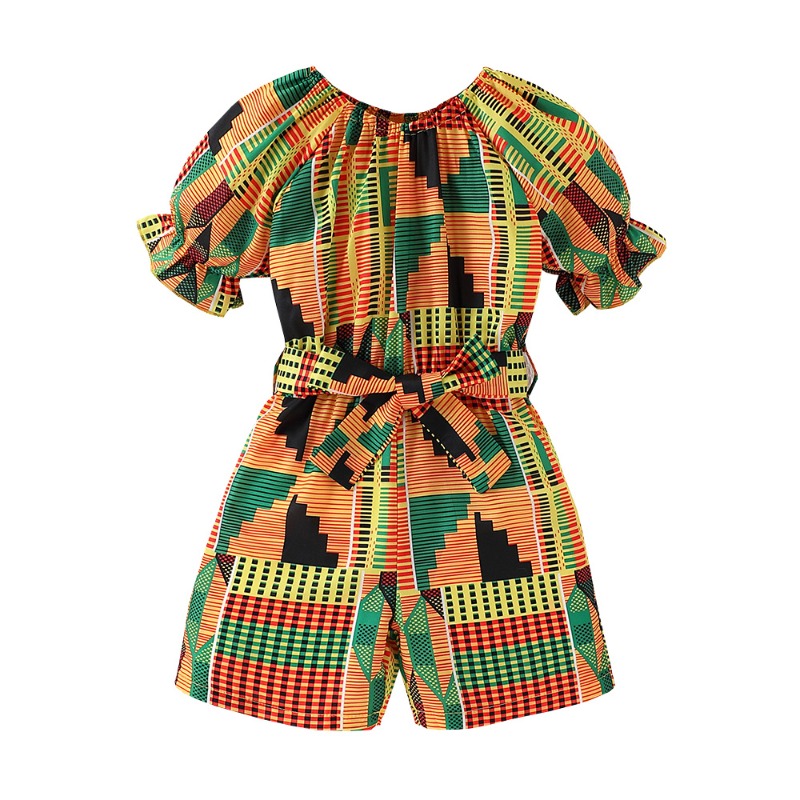 Combinaison africaine imprimée Boho Ankara, manches courtes, combishort d'été pour bébés filles, barboteuse traditionnelle, vêtements pour bébés en bas âge