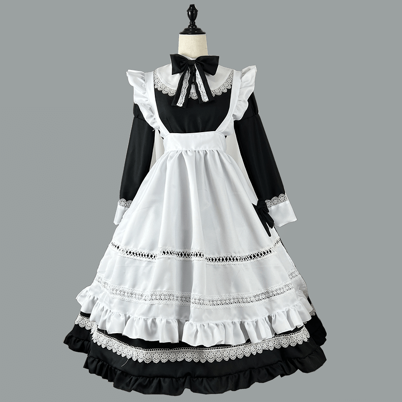 Costumes de femme de chambre classique Anime Cosplay, robe de soirée japonaise Kawaii, grande taille, tablier blanc, tenues de femme de chambre, uniforme d'écolière de carnaval